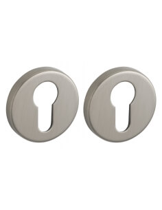 Coppia di rosette tonde Ø 50 mm con foro cilindro, nichel satinato – THIRARD
