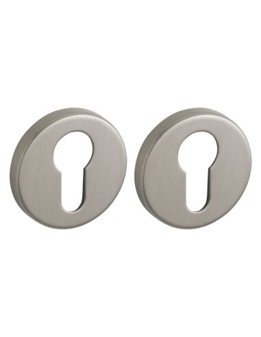 Coppia di rosette tonde Ø 50 mm con foro cilindro, nichel satinato – THIRARD