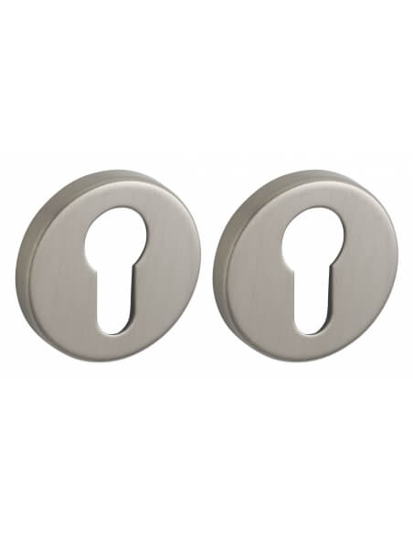 Coppia di rosette tonde Ø 50 mm con foro cilindro, nichel satinato – THIRARD