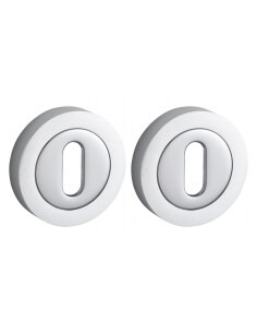 Coppia di rosette tonde Ø 50 mm con foro chiave, cromo satinato – THIRARD