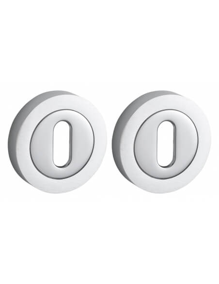 Coppia di rosette tonde Ø 50 mm con foro chiave, cromo satinato – THIRARD