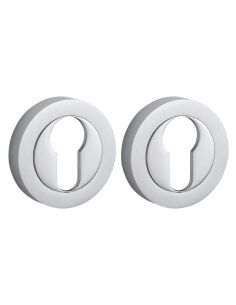 Coppia di rosette tonde Ø 50 mm con foro cilindro, cromo satinato – THIRARD