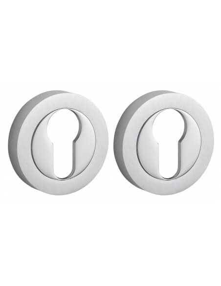 Coppia di rosette tonde Ø 50 mm con foro cilindro, cromo satinato – THIRARD