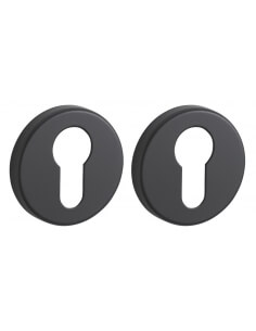 Coppia di rosette tonde Ø 50 mm con foro cilindro, nero opaco – THIRARD