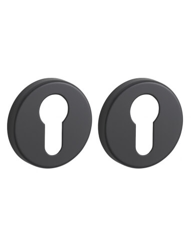Coppia di rosette tonde Ø 50 mm con foro cilindro, nero opaco – THIRARD