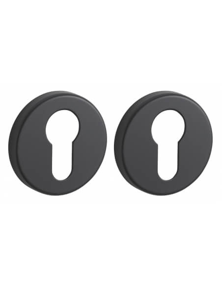 Coppia di rosette tonde Ø 50 mm con foro cilindro, nero opaco – THIRARD