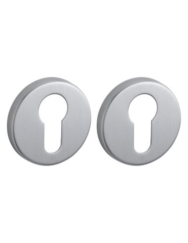 Coppia di rosette tonde Ø 50 mm con foro cilindro, cromo satinato – THIRARD