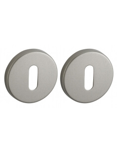 Coppia di rosette tonde Ø 50 mm con foro chiave, nichel satinato – THIRARD