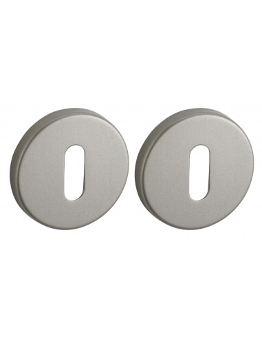 Coppia di rosette tonde Ø 50 mm con foro chiave, nichel satinato – THIRARD