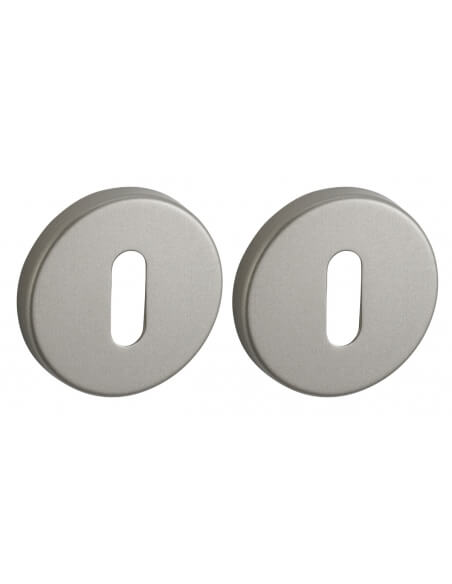 Coppia di rosette tonde Ø 50 mm con foro chiave, nichel satinato – THIRARD