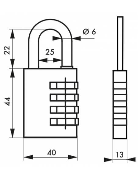 Lucchetto a combinazione Maxium 40mm, in alluminio, bagaglio, armadietto - THIRARD