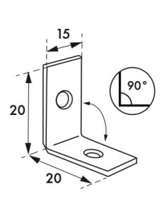 Piastra rinforzo angolare 20x20x15mm, acciaio zincato - THIRARD