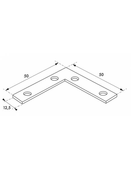 Piastra squadra angolare 50x50x12,5mm, acciaio zincato - THIRARD