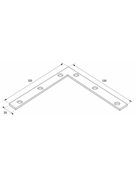 Piastra squadra angolare 120x120x20mm, acciaio zincato - THIRARD