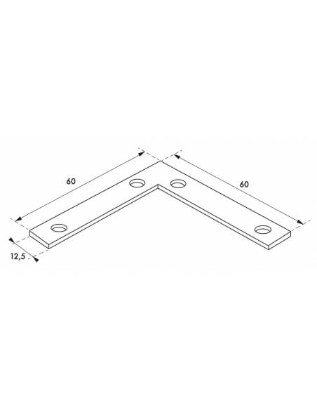 Piastra squadra angolare 60x60x12,5mm, acciaio zincato - THIRARD