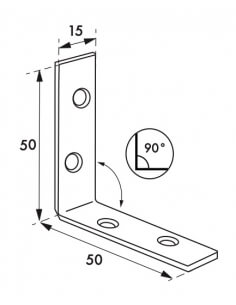 Piastra rinforzo angolare 50x50x15mm, acciaio zincato - THIRARD