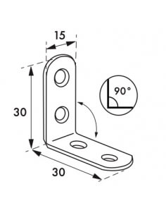 Piastra supporto angolare 30x30x15mm, acciaio zincato - THIRARD