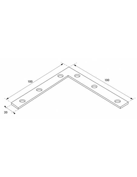 Piastra squadra angolare 100x100x20mm, acciaio zincato - THIRARD