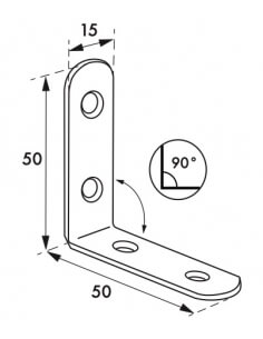 Piastra supporto angolare 50x50x15mm, acciaio zincato - THIRARD