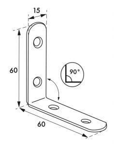 Piastra supporto angolare 60x60x15mm, acciaio zincato - THIRARD