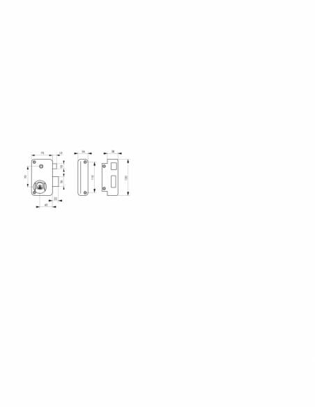 Vista aggiuntiva 1 di Serratura a doppio cilindro con quadro maniglia 75 x 130 mm, destra – THIRARD