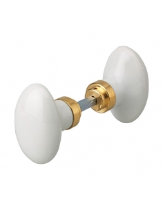 Coppia di pomoli per porta in porcellana bianca, quadro 6 mm con adattatore 7 mm – THIRARD