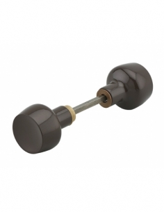 Coppia di pomoli rotondi laccati marroni, 1 battuta, quadro 6 mm, lunghezza 100 mm – THIRARD