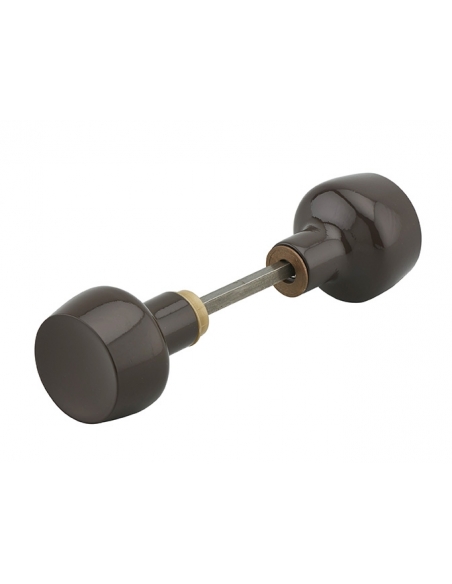 Coppia di pomoli rotondi laccati marroni, 1 battuta, quadro 6 mm, lunghezza 100 mm – THIRARD