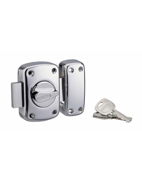 Chiavistello CORVETTE con pomolo e cilindro 45 mm, cromato, 3 chiavi – THIRARD