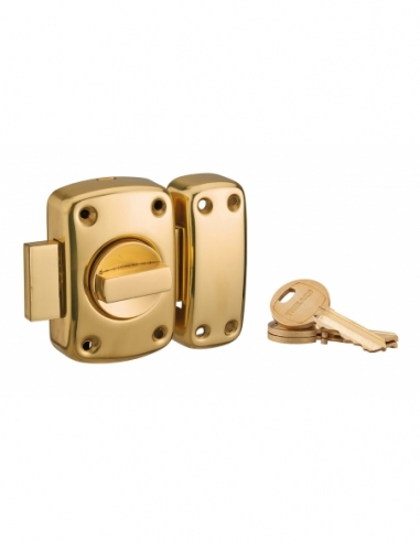 Chiavistello MIRAGE con pomolo e cilindro 45 mm, finitura ottone, 3 chiavi – THIRARD
