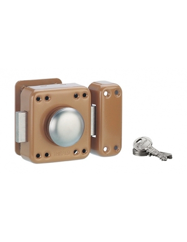 Chiavistello RAFALE con pomolo e cilindro 45 mm, epossidico bronzo, 3 chiavi – THIRARD