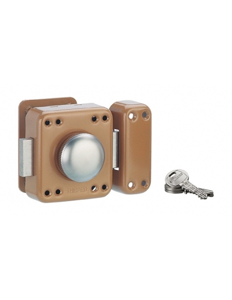 Chiavistello RAFALE con pomolo e cilindro 45 mm, epossidico bronzo, 3 chiavi – THIRARD