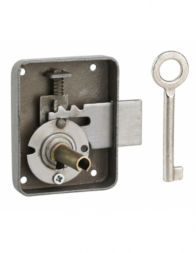 Serratura per mobile, mobilio, sinistra, asse 35mm, 60x70mm, grigio, 1 chiave - THIRARD