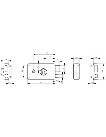 Vista aggiuntiva 1 di Cassa serratura CP con quadro maniglia 140 x 88 mm, destra, asse 60 mm – THIRARD
