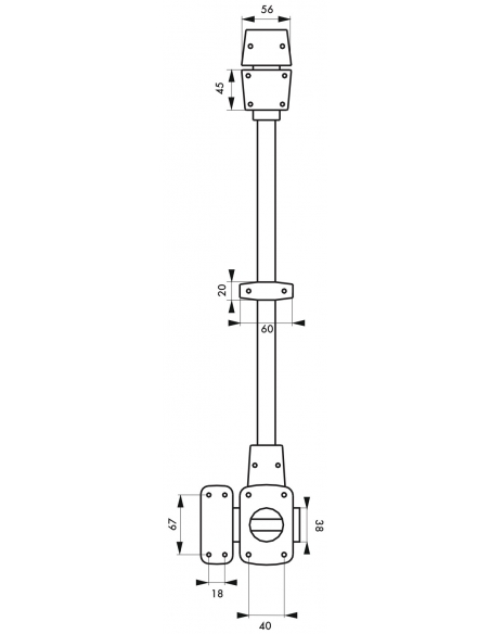 Chiavistello MIRAGE 6 a 2 punti, pomolo e cilindro 45 mm, alto e laterale, sinistro – THIRARD