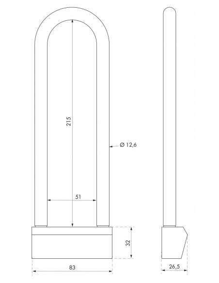 Vista aggiuntiva 1 di Lucchetto NAUTIC 80 mm in ottone, arco alto 215 mm in ottone, 3 chiavi – THIRARD