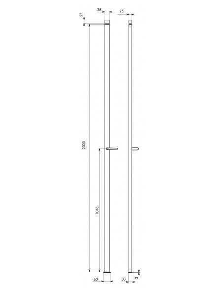 Cremonese a maniglia per porta e finestra, 2 punti, altezza max 2300mm, argento - THIRARD