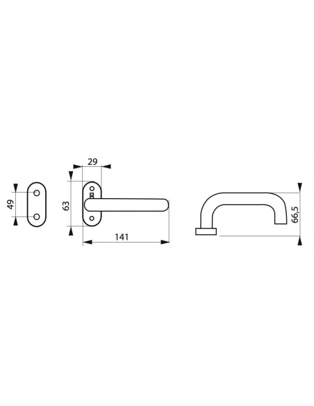 Coppia di maniglie per porta, quadro 7 mm, acciaio inox 304 satinato - THIRARD