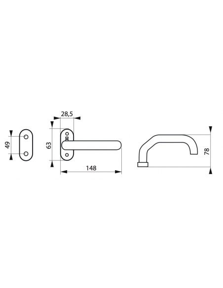 Coppia di maniglie per porta, quadro 7mm, acciaio inox 304 satinato - THIRARD