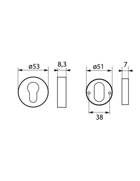 Coppia di rosette tonde per cilindro europeo, acciaio inox - THIRARD