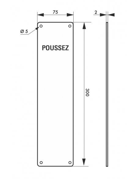 Piastra "Poussez" 300mm, acciaio inossidabile 304 - THIRARD