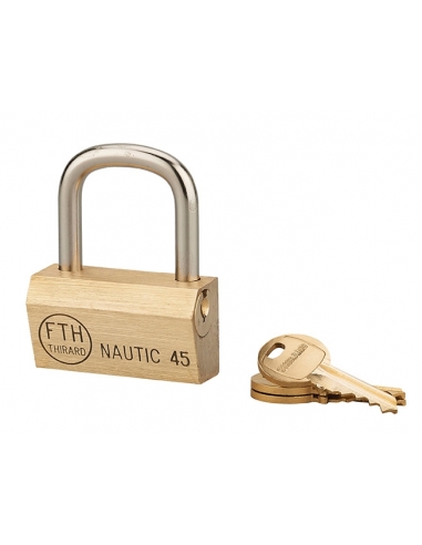 Lucchetto NAUTIC 45 mm in ottone con arco in acciaio temprato, 3 chiavi – THIRARD