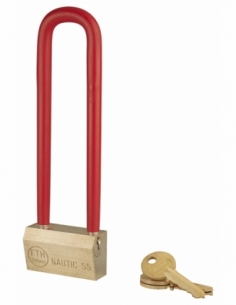 Lucchetto NAUTIC 55 mm in ottone, arco alto 148 mm in acciaio, 3 chiavi – THIRARD