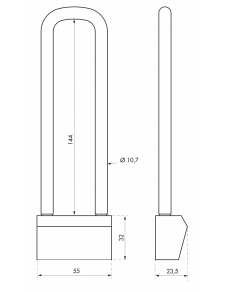 Vista aggiuntiva 1 di Lucchetto NAUTIC 55 mm in ottone, arco alto 148 mm in acciaio, 3 chiavi – THIRARD