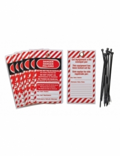 Set di 10 cartellini di pericolo “Non avviare: manutenzione in corso”, FR/EN/ES – THIRARD