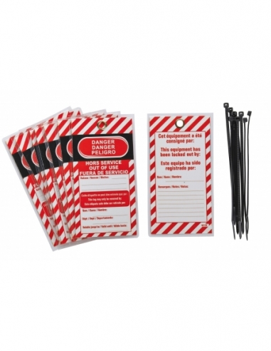 Set di 10 etichette Danger- Hors service FR/EN/ES