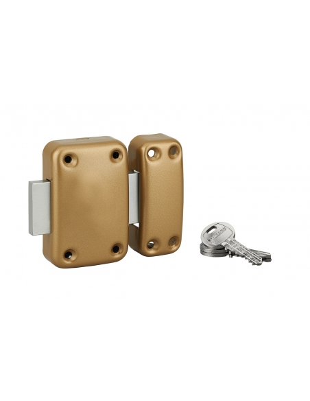 Chiavistello CAPITAL senza pomolo, cilindro 40 mm, epossidico oro, 3 chiavi – THIRARD