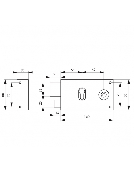 Cassa serratura CP con quadro maniglia 140 x 88 mm, sinistra – THIRARD