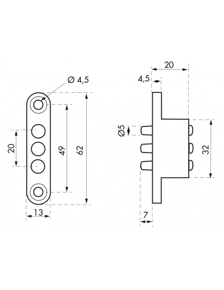 Perni di contatto in ABS per serrature elettriche - 3 poli - 24v ac/dc - 2a - THIRARD