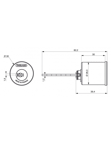 Cilindro tondo Transit 2 Ø 30 mm con linguetta, 4 chiavi reversibili – THIRARD